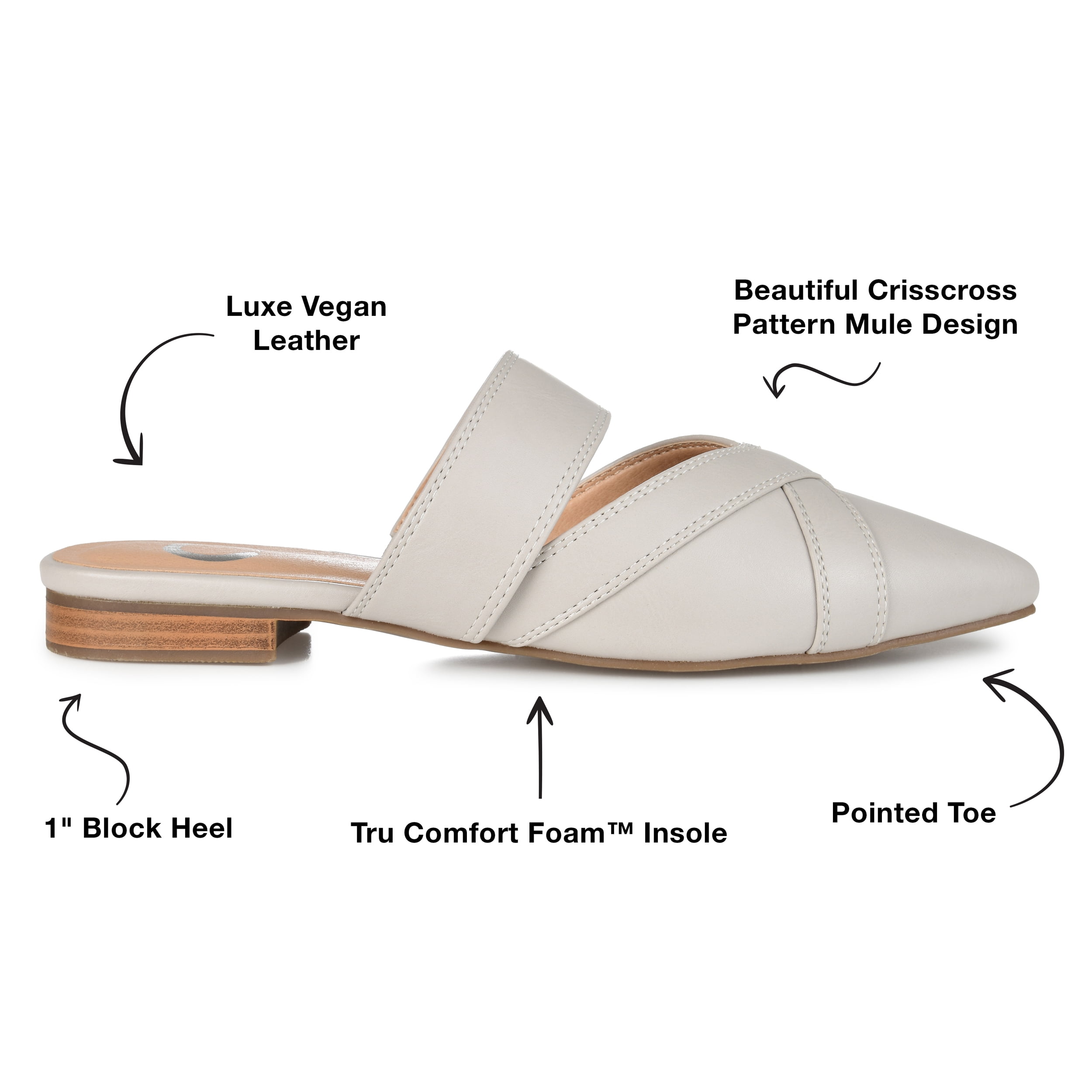 Journee Womens Stasi Narrow Width Slip On Pointed Toe Mules Flats