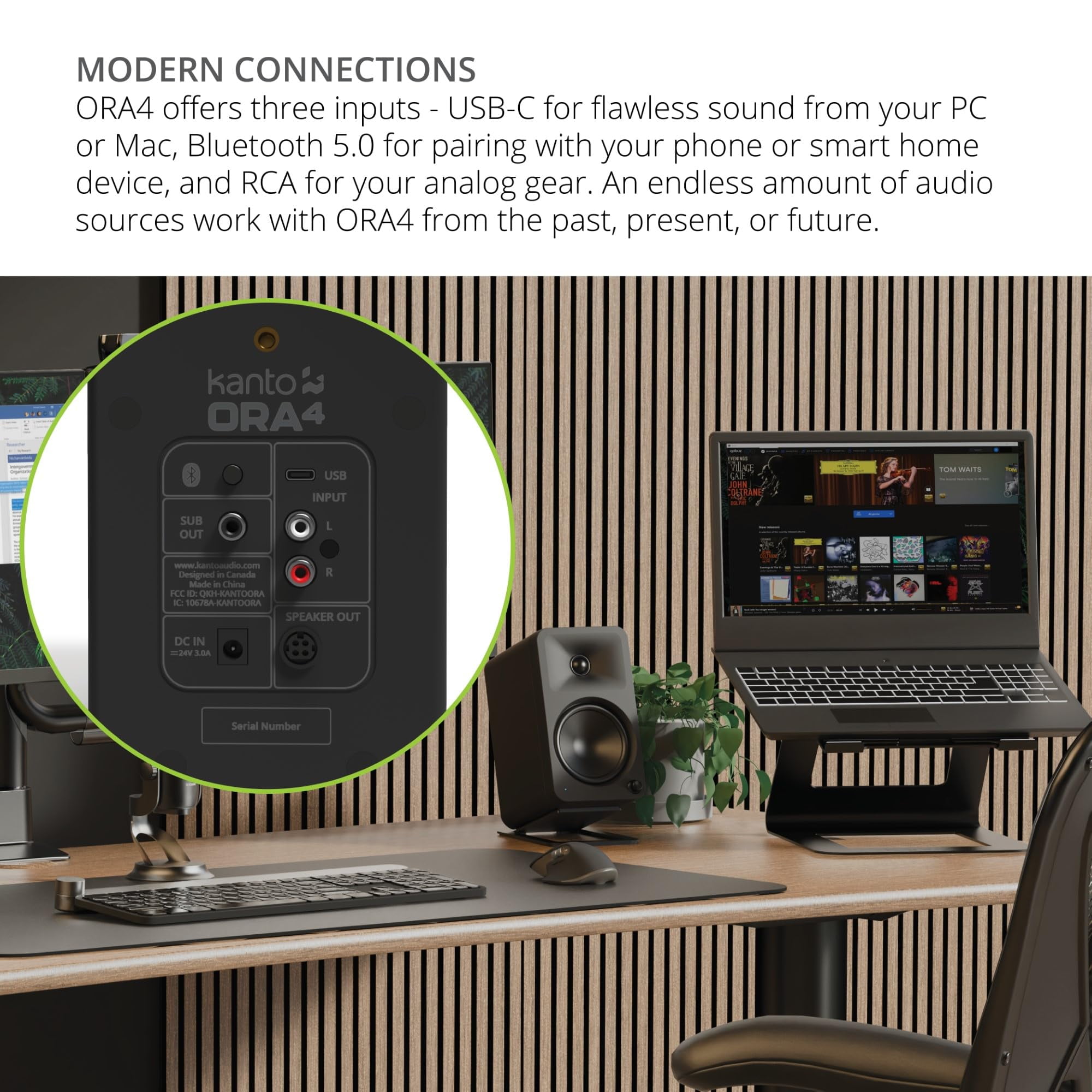 Kanto ORA4MB Pro Audio Bluetooth Desktop Speakers with a Kanto SUB8VMB Sealed Powered 8" Subwoofer and Kanto S6 Angled Desktop Speaker Stands for Large Speakers (2024)