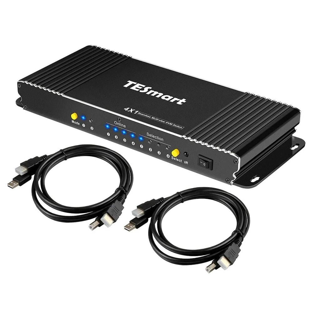 TESmart 4 Port HDMI 1.4 KVM Switch Quad Screen MultiViewer