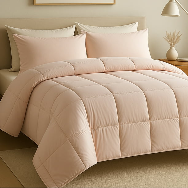 TESSO HOME Edredón Acolchado Extra Grande Hipoalergénico Relleno Suave de Microfibra Down Alternative Ideal para Todo el Año Uso como Edredón o para Funda Duvet MAT Rosa
