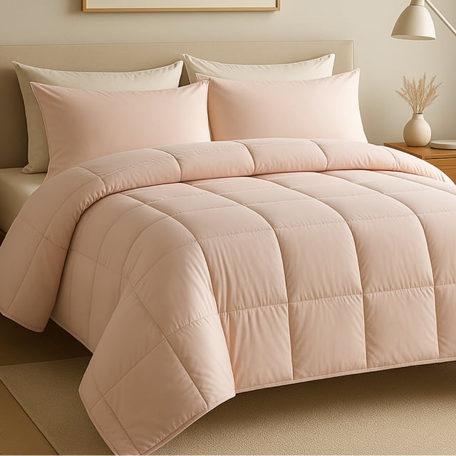 TESSO HOME Edredón Acolchado Extra Grande Hipoalergénico Relleno Suave de Microfibra Down Alternative Ideal para Todo el Año Uso como Edredón o para Funda Duvet QS Rosa