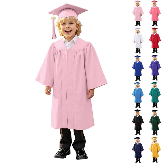Toddler Kids Kindergarten Graduation Cap and Gown with Tassel Red Cap and Gown Kids Ceremony Party Gift