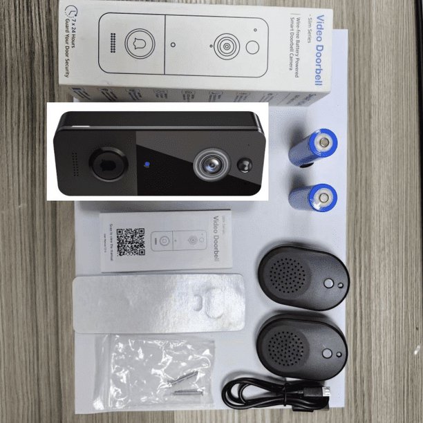 Timbre con cámara y video inteligente inalámbrico con timbre, detección de personas con inteligencia artificial, WiFi de 2,4 G, audio bidireccional, imagen en vivo HD, visión nocturna,