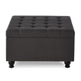 thumbnail image 5 of CQSXDA Large Square Storage Ottoman with Wooden Legs, Upholstered Button Tufted Coffee Table with Nail Trims, 5 of 9