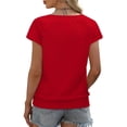 thumbnail image 3 of hoksml Women's V-Neck Dolman Sleeve Knit Top with Chevron Openwork, Loose Fit Casual Sweater for Everyday Wear, 3 of 5