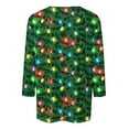 thumbnail image 4 of Blmnix Crew Neck Women's Tops Green Christmas 3/4 Sleeve Basic Fall Shirts for Women, 4 of 5