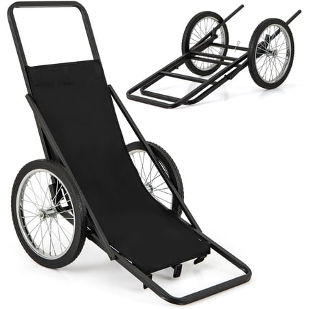 Folding Deer Cart with Polyester Liner 550 LBS Heavy-Duty Hunting Game Hauler with 20 Rubber Wheels Ergonomic Handle Utility Gear Dolly Cart for Hunting Fishing Hiking