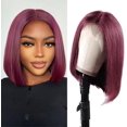 thumbnail image 1 of Yanonmyfd Bob Lace Front Wigs Human Hair Pre Plucked Glueless 13x4 HD Lace Frontal Wig With Baby Hair 150% Density Straight Short Bob Wigs For Black Women (Natural Black Bob Wig, 8 Inch), 1 of 13