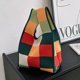 thumbnail image 1 of Bolsos Con Asa Superior Bolso de mano de color a cuadros con paneles de punto en la muñeca informal para vacaciones de fin de semana, 1 of 8