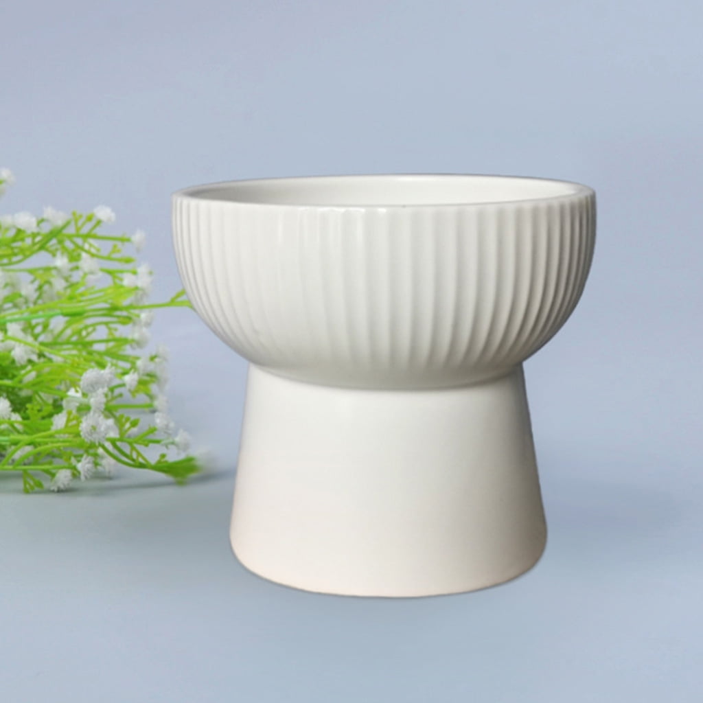 Ceramic Raised Elevated Bowl Pet Cats Dogs Food Water Dish Stress Porcelain Feeding Dispenser Container