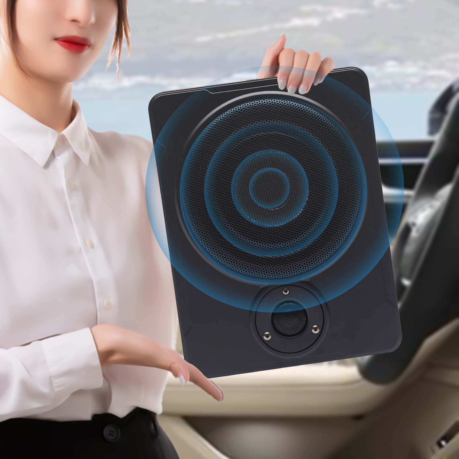 ChicHomey ​​Car Subwoofer Mini 7.5cm Thin Body,200W Car Subwoofer High Pure Bass Under-Seat Amplifiers Speaker for Cars, Trucks, or Jeeps