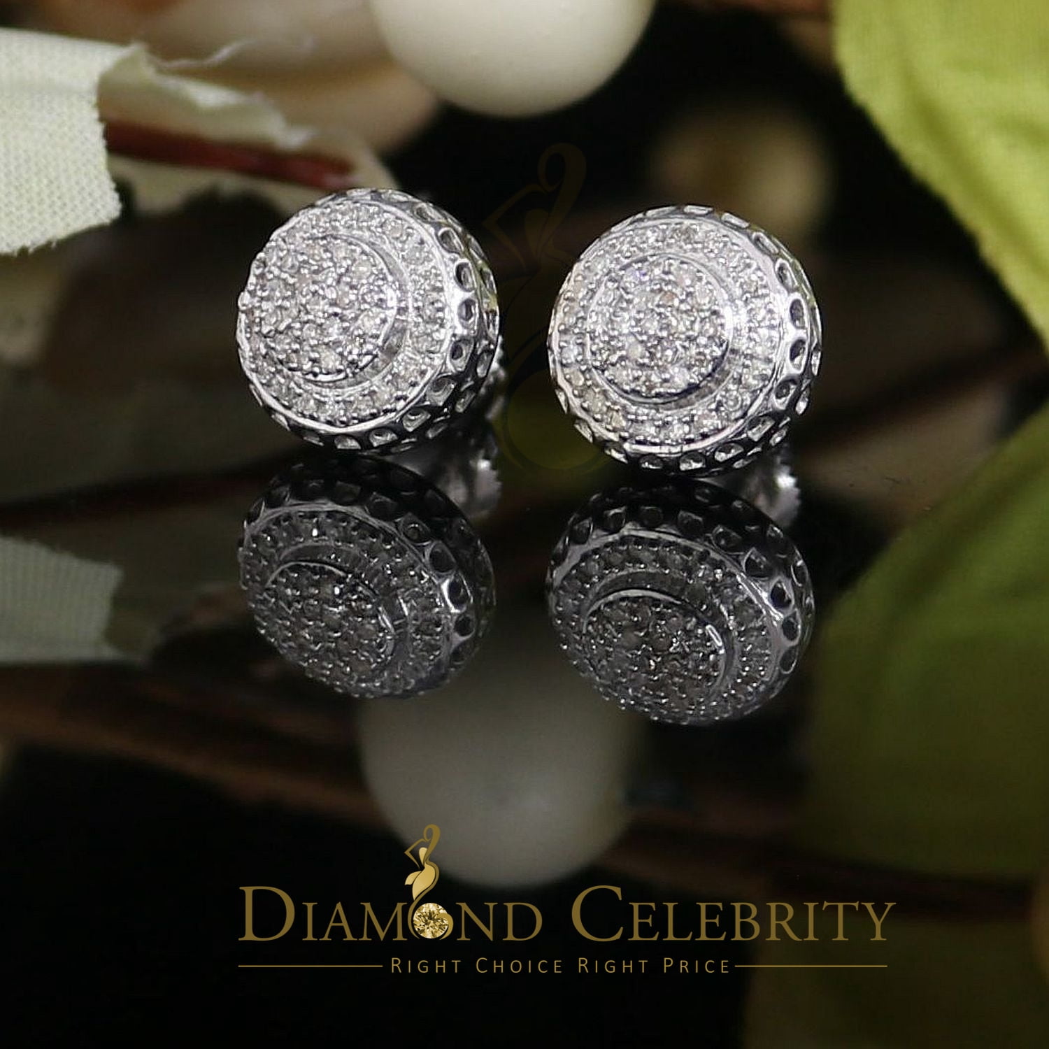 Diamond Celebrity's 925 Sterling Silver 0.20ct Diamond For Women's/ Men's White Stud Round Earrings