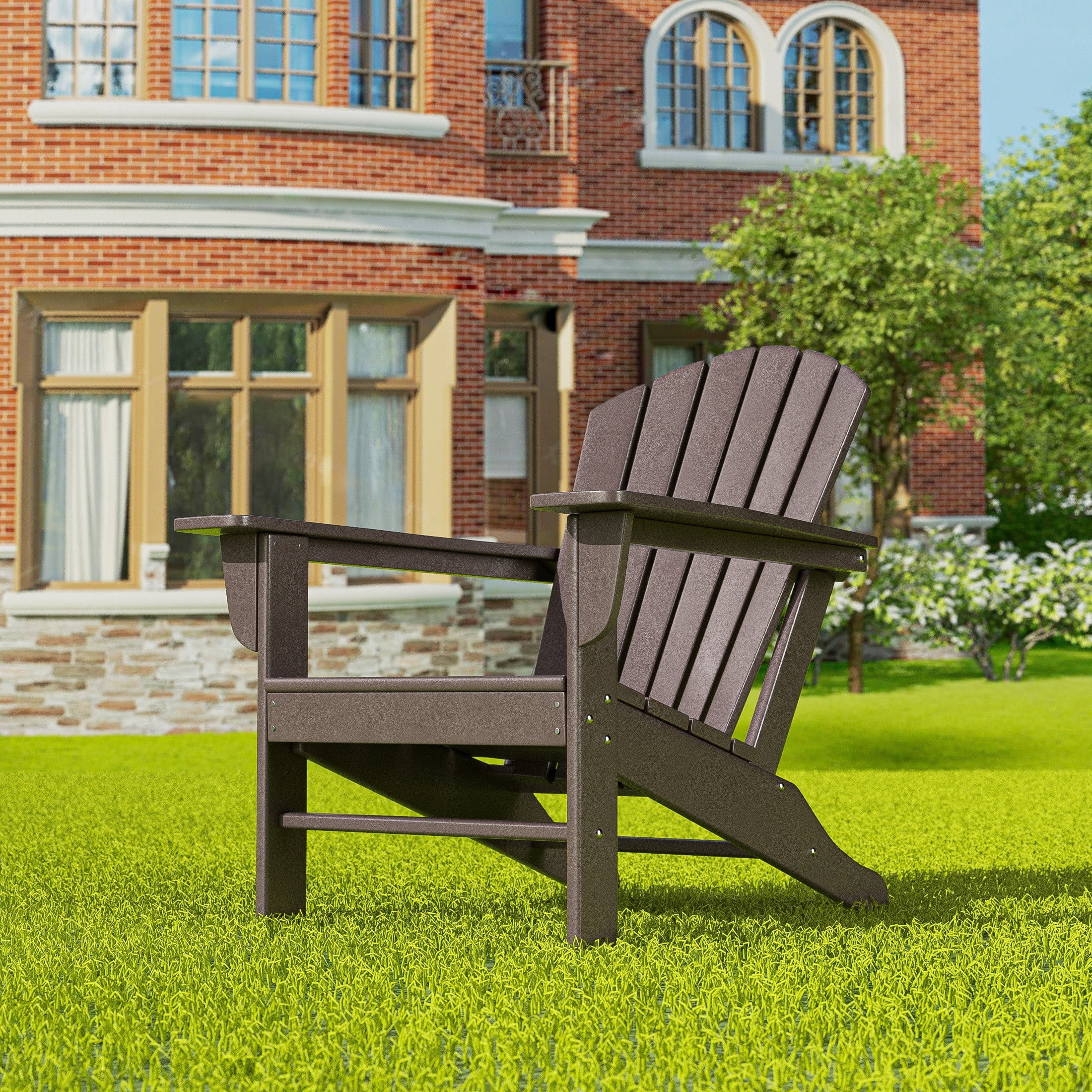 Polytrends  Altura Outdoor Eco-Friendly All Weather Poly Patio Adirondack Chair - Deep Seating Dark Brown