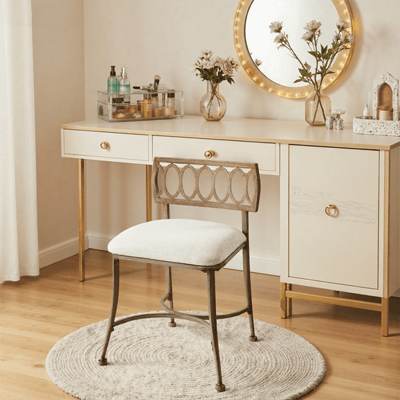 Azalea Park Gold Low Back Vanity Stool