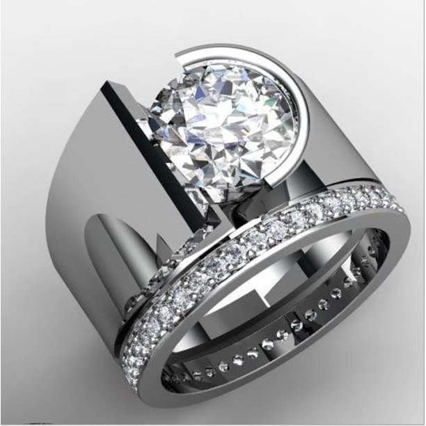 Elegante anillo de Hip Hop de Color dorado para mujer, conjunto de anillos de boda con piedras rojas de circón incrustadas a la moda, joyería de compromiso nupcial para fiesta Dengxun unisex
