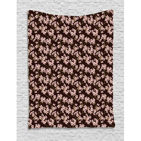 Japanese Tapestry Soft Blooming Branches Of A Sakura Tree Nature Coming Alive Wall Hanging For Bedroom Living Room Dorm Decor 60w X 80l Inches