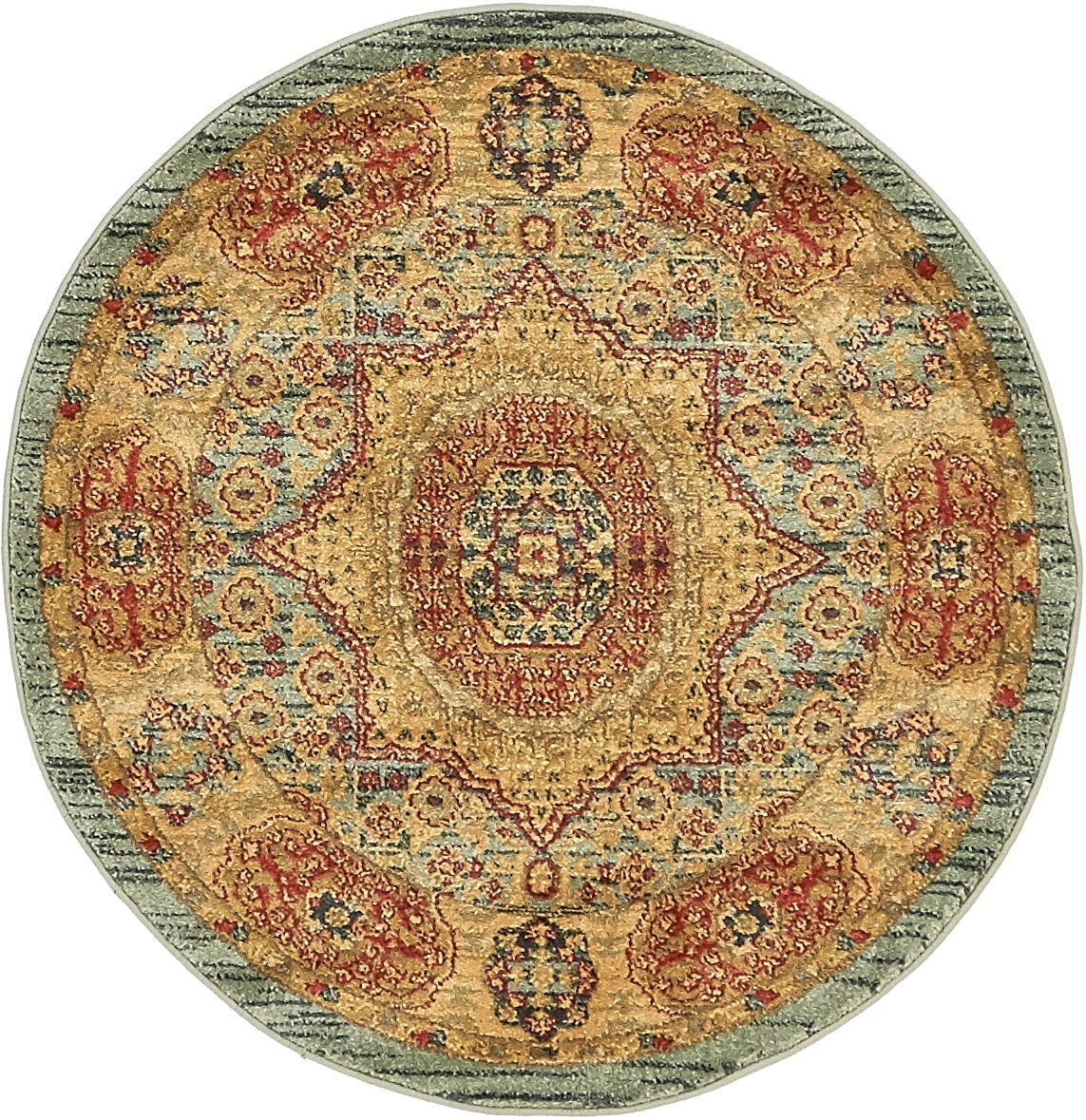 Amina Collection Rug 3' Round Light Blue Flatweave Rug