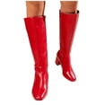 thumbnail image 7 of XUNKUSGA Women's Knee High Boots Classic Solid Color Round Toe Faux Leather Long Boots Comfortable Mid Block Heels Tall Boots for Women with Side Zip,6, 7 of 7