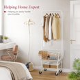 thumbnail image 3 of White Laundry Cart with Hanging , Rolling Storage Basket with Wheels, Multifunctional Laundry Hamper, 3 of 6