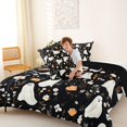 thumbnail image 4 of Homewish Halloween Floral Ghost Full Size Comforter Sets,Wild Autumn Flower Pattern Bedding Comforter Set,Black Cream Orange,Black Reversible,3-Piece,1 Comforter and 2 Pillowcases, 4 of 7