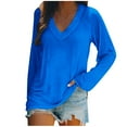 thumbnail image 2 of Long Sleeve Shirts for Women Solid Color V Neck Tops Fall Comfortable Lightweight Blouses Gifts for Women, 2 of 4