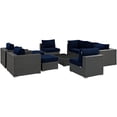 thumbnail image 3 of Modern Contemporary Urban Design Outdoor Patio Balcony Ten PCS Sectional Sofa Set, Navy Blue, Rattan, 3 of 9