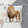 thumbnail image 2 of JEUXUS  Lion Head Throw Pillow Cover Forest King Face Wild Animal Furry Carnivore Leo Pillow Case 18x18 Inch Square Cushion Decorative for Couch Bed Home, 2 of 5