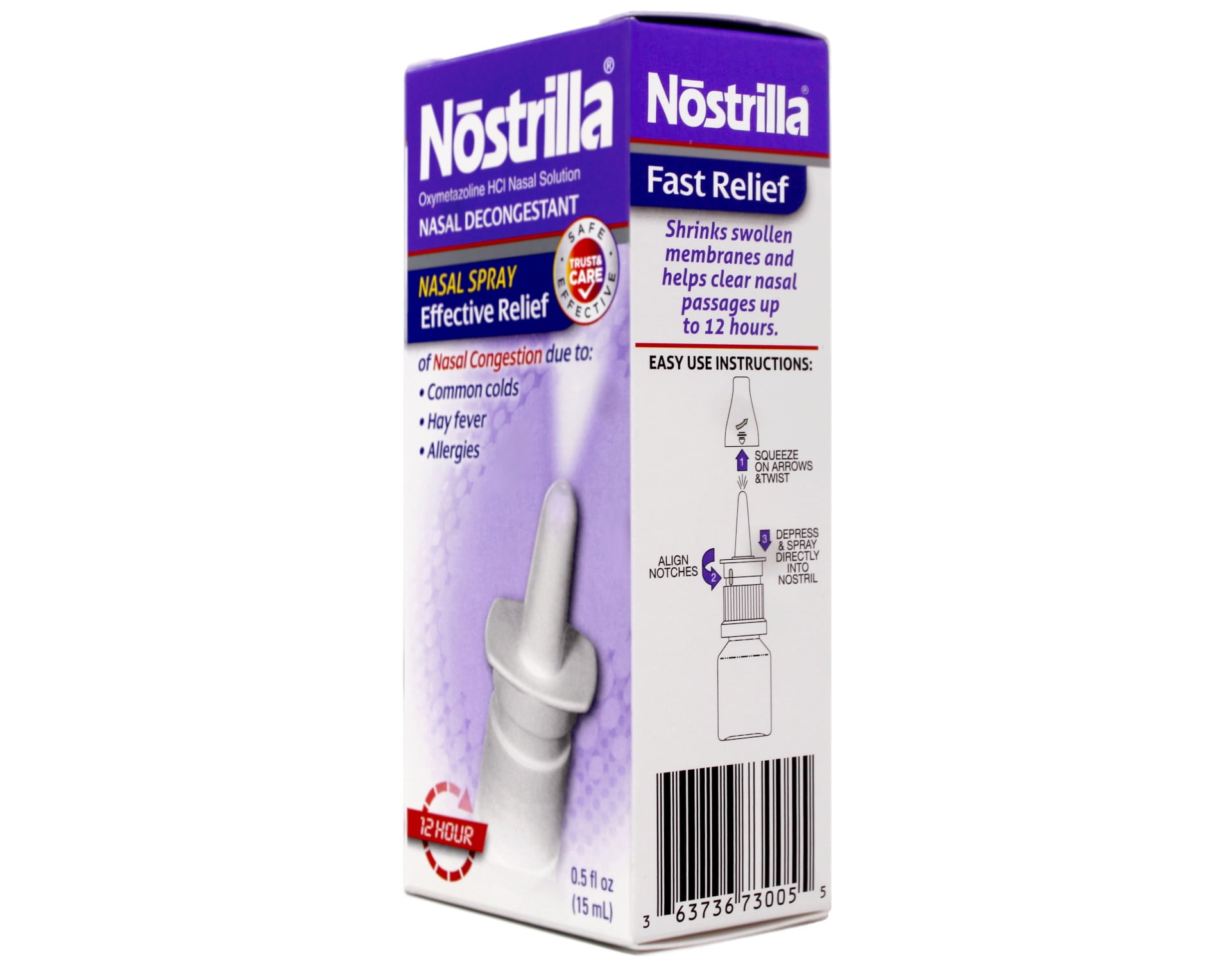 3 Pack Nostrilla Nasal Decongestant 12 Hour Fast Relief 15 ml for Stuffy Noses