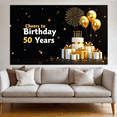 thumbnail image 6 of Golden 50th Birthday Celebration Banner Backdrop Party Decorations Happy Birthday Cheers to 50 Years Photography Props Birthday Party Decor Background, 6 of 8