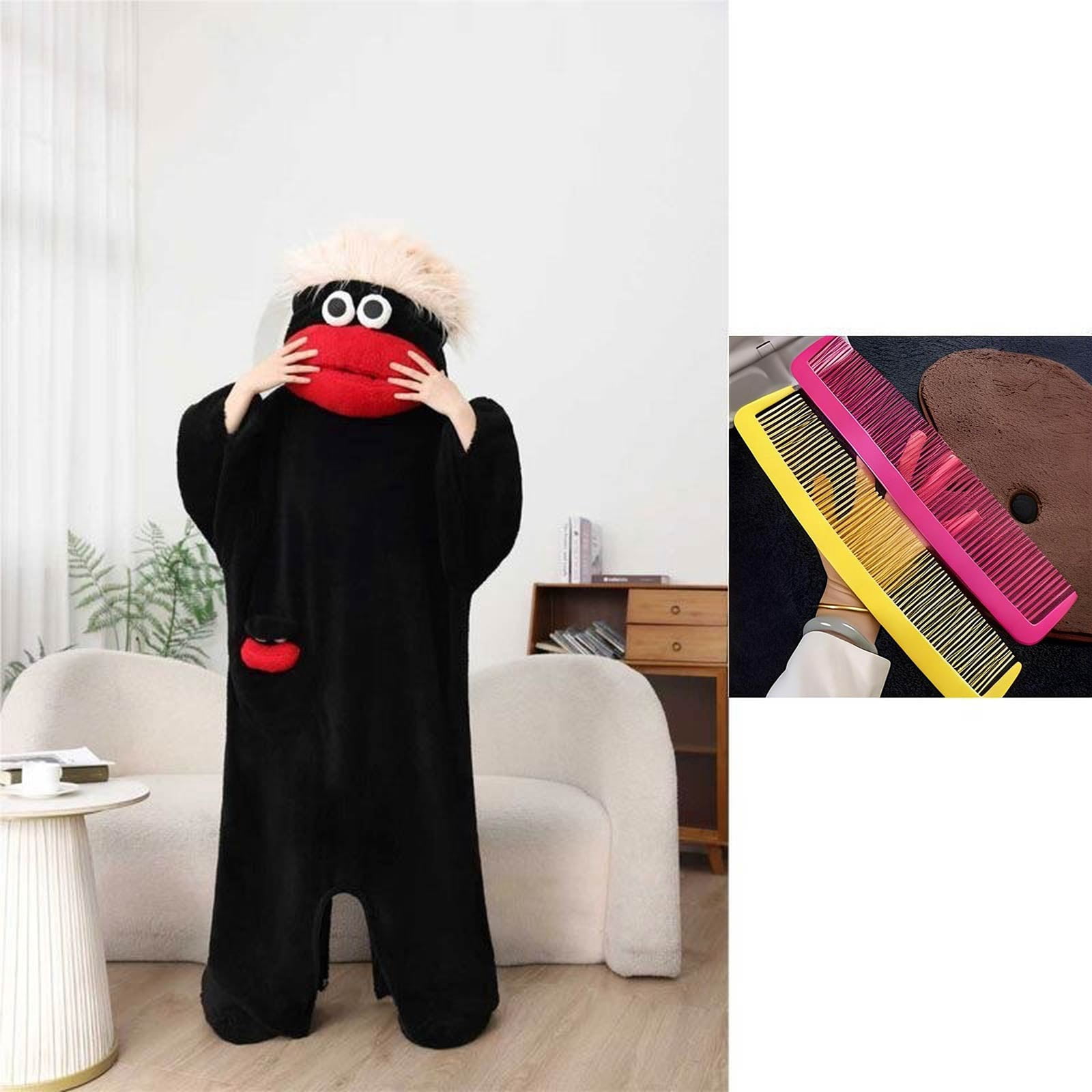 Evdexr Funny Fancy Dress Onesie Pajamas, Oversized Fleece Jumpsuit, Cozy Plush One Piece Sleepwear, Warm Lounge Animal Onesie Costume (1*Suit)Red L