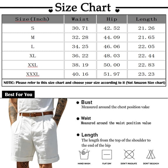 Mens Pleated Front Linen Cotton Chino Shorts Lightweight Summer Golf Casual Roll Cuff Knee Length Bottoms Black XL