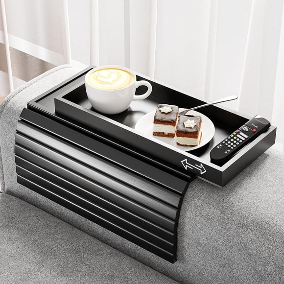 Bandeja reposabrazos para sofá Bestjing, negra, para sofá, bambú