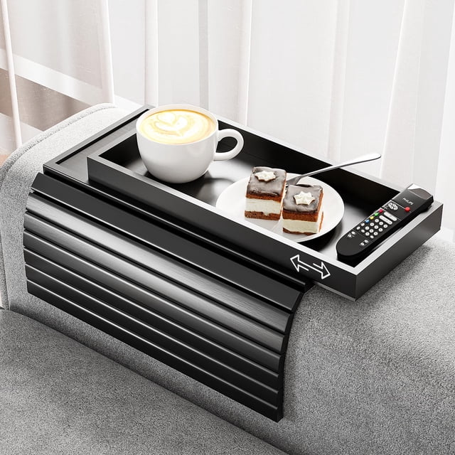 Bandeja reposabrazos para sofá Bestjing, negra, para sofá, bambú