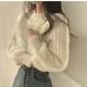 thumbnail image 5 of Suéter Vintage de manga larga con farol para mujer, prendas de punto coreanas para otoño e invierno, jersey con cuello redondo, Tops elegantes a la moda, jersey liso para mujer, 5 of 5