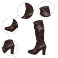 thumbnail image 5 of Rokment Womens High Heels Slouchy Knee High Boots Fall Winter Fashion Slouch Leather Pointed Toe Block Pumps Wide Calf Tall Dress Boots for Ladies Coffee Size 6.5, 5 of 8