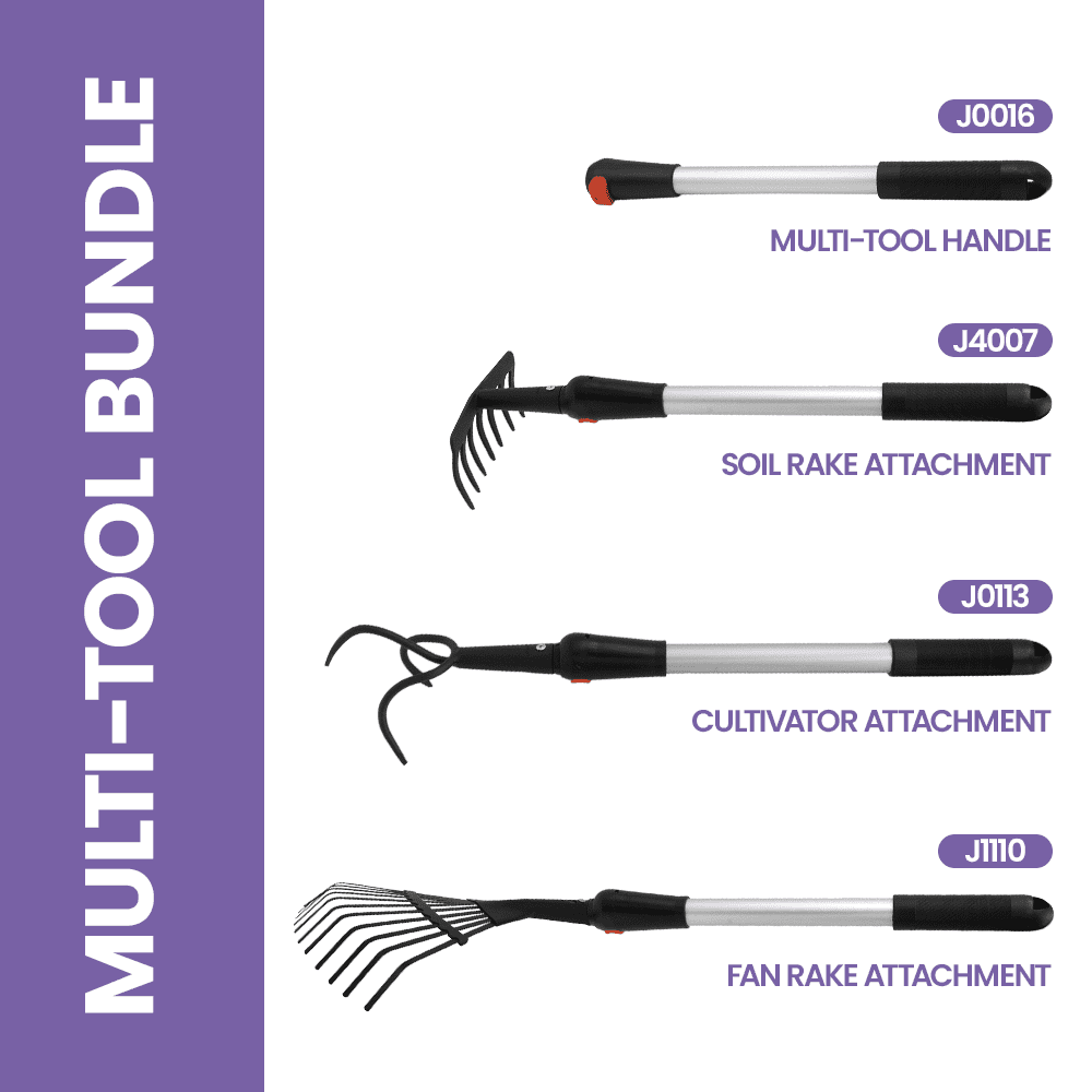 Zenport J0016-K1 Cultivator and Rake Garden Multi Tool Bundle