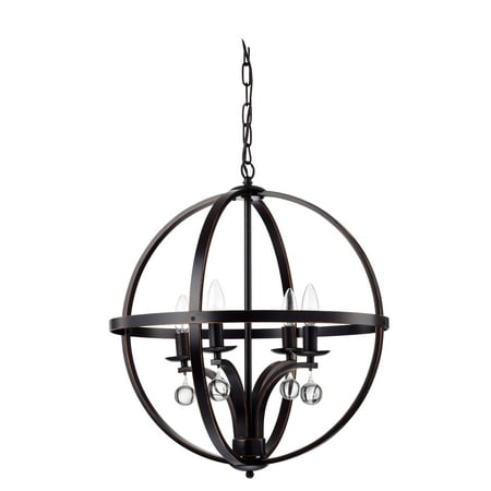 Aspen Oil Rubbed Bronze Chandelier - Aleesh 20-Inch Oil Rubbed Bronze 4-Light Globe Chandelier