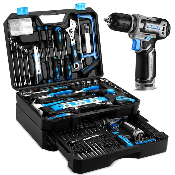 Juego de herramientas eléctricas DEKOPRO 12 V, taladro inalámbrico, 238 piezas