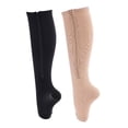 thumbnail image 4 of 2 Pairs Zipper Compression Socks Open Toe Compression Stockings with Zipper Support Socks for Women Compression Knee High Compression Socks for Women Men, Walking Running, 4 of 5