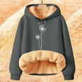 thumbnail image 1 of IMENGL Winter Spring warm fleece hooded sweatshirt falling dandelion, Gray 2XL, Size M-5XL, 1 of 4
