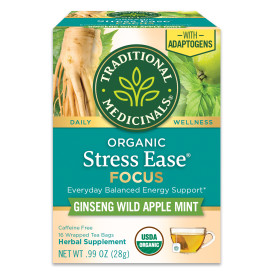 Traditional Medicinals Organic Stress Ease Focus Herbal Tea Bags, 16 Count