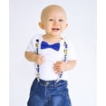 thumbnail image 3 of Noah's Boytique Baby Boys First Birthday Outfit Train Theme Blue Number Red Bow 6-12 Months, 3 of 4