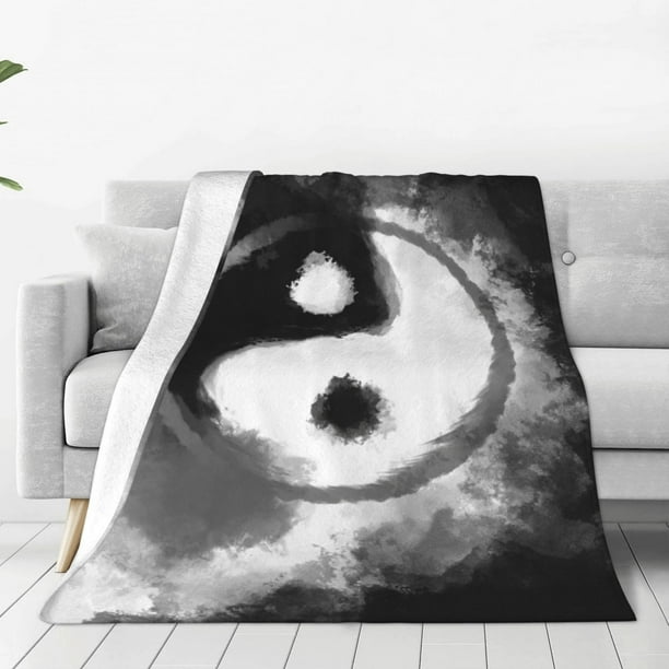 Balery Yin And Yang Manta de Felpa Suave y Acogedora – Cobija de Franela Aterciopelada para Cama, Lavable y Cálida para Sofá, Mascotas, Transpirable-80"x60"