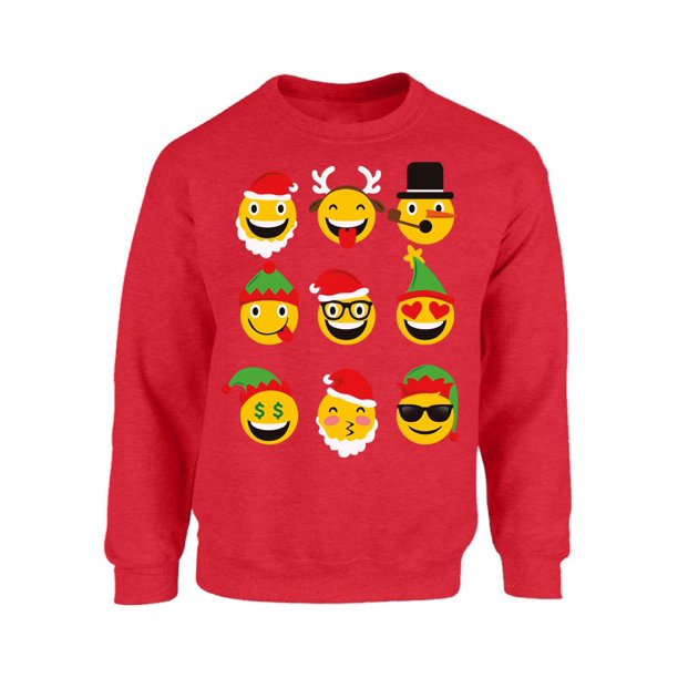 Mezee Mezee Christmas Emoji Sweatshirt Funny Santa Emoji Sweater Emoji Ugly Christmas Sweater
