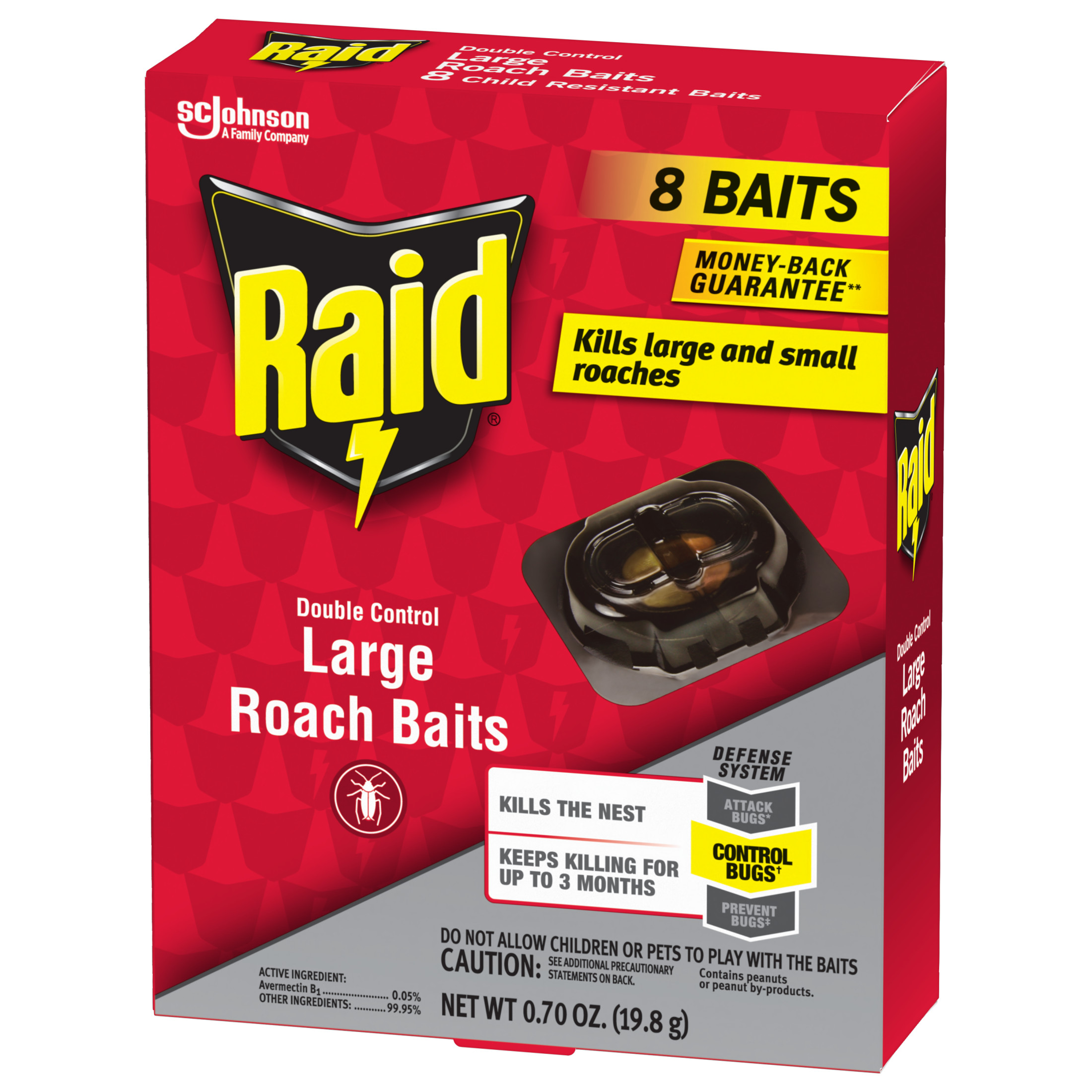 Raid Double Control Roach Bait, Kills Cockroaches and Bugs, 8 Large Bait Stations