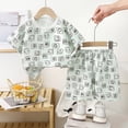 thumbnail image 2 of TOWED22 Baby Boy Summer Outfits 2 Pieces Crewneck Short Sleeve Shirt Top Truck Graphic Elastic Waist Shorts Clothes(Green,6-7 Y), 2 of 4