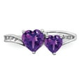 thumbnail image 3 of Sterling Silver Rhodium Plated Diamond and Amethyst Heart Ring, 3 of 4