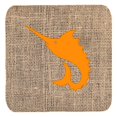 thumbnail image 1 of Fish - Sword Fish Burlap And Orange Foam Coasters - Set 4, 3.5 x 3.5 In., 1 of 1