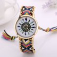 thumbnail image 2 of Reloj de cuarzo con banda de aleación de estilo nacional, reloj femenino con decoración tejida colorida (#11), 2 of 3