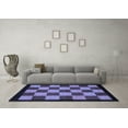 thumbnail image 3 of Ahgly Company Machine Washable Indoor Round Checkered Blue Modern Area Rugs, 3' Round, 3 of 4